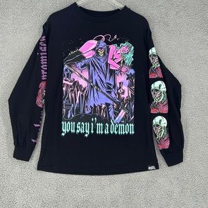 Broken promises black graphic long sleeve shirt 100% cotton